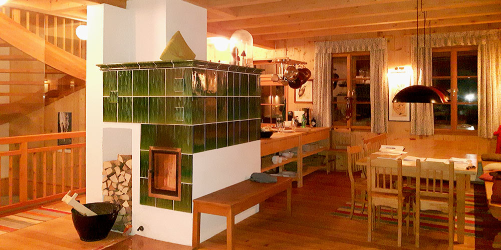 Kachelofen grün geflammt