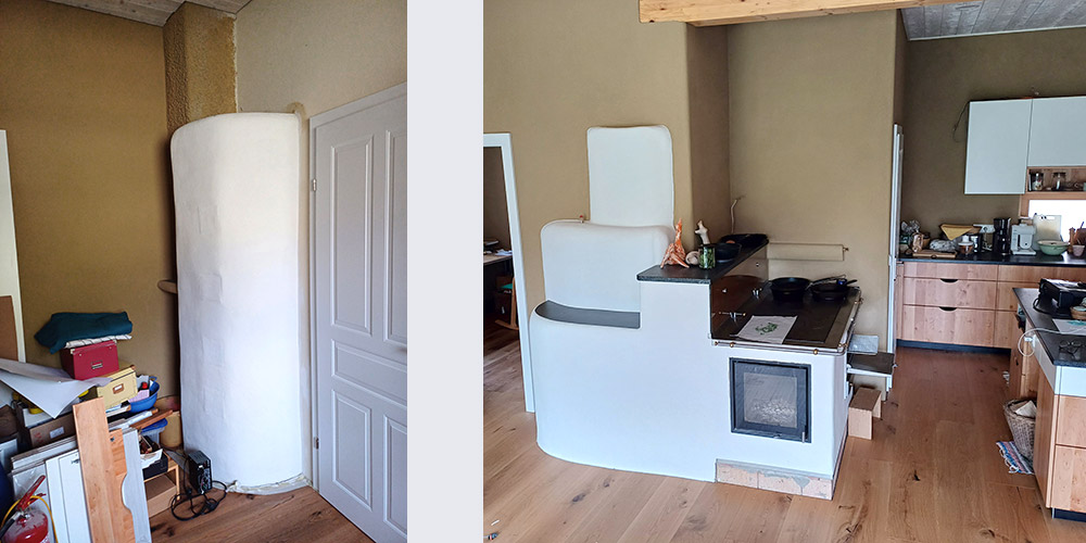 Dualer Herd zum Kochen, Backen, Heizen mit Kachelofen Funktion