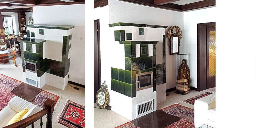 Kachelofen altgrün, black out sicher